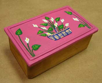 Decorative Wooden Boxes - Hand Painted Ceramic Lid